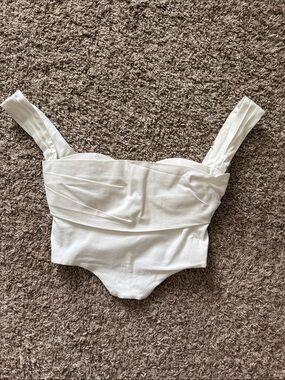 Women’s White Cropped Bustier Tank Top